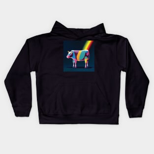 Colourful Cow with rainbow Kids Hoodie